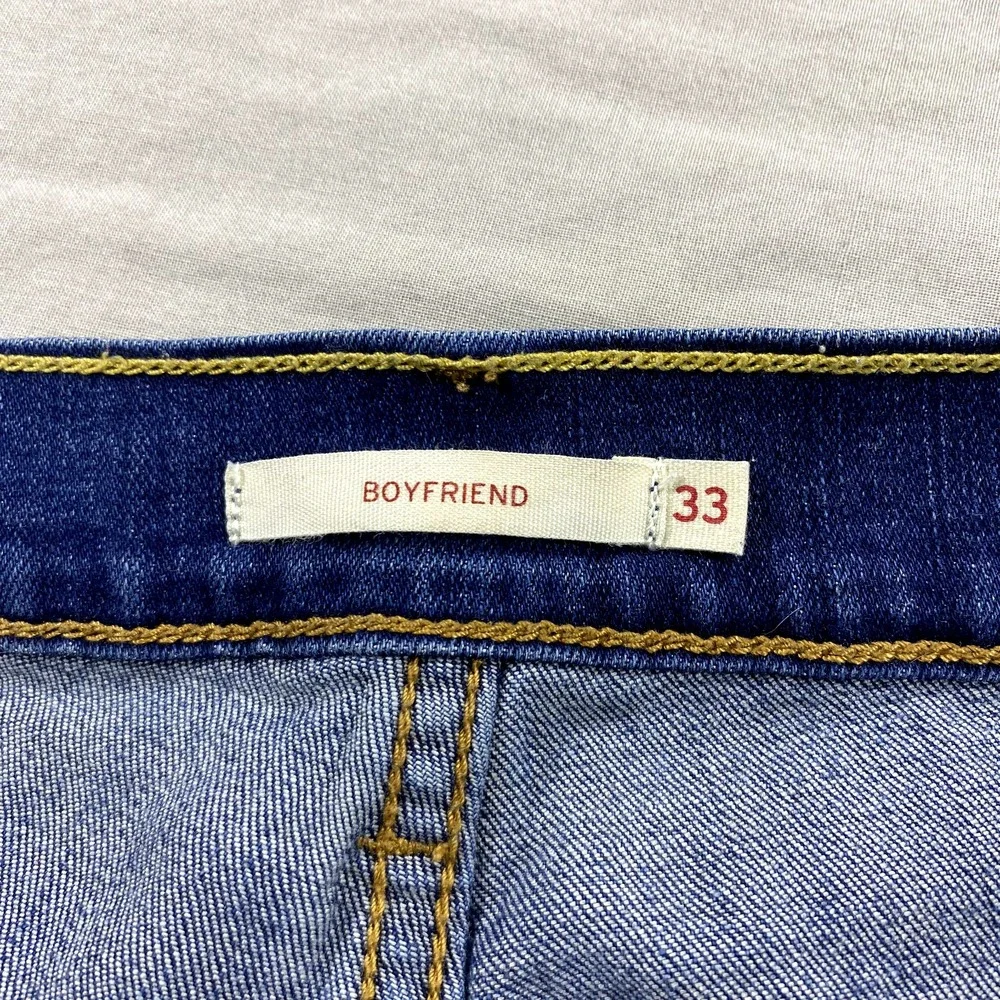 Levis‎ Boyfriend Jeans Womens 36x25 Blue Denim Mid Rise Casual Comfort Stretch ^